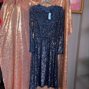 Ann Taylor Sequin Navy Blue midi dress